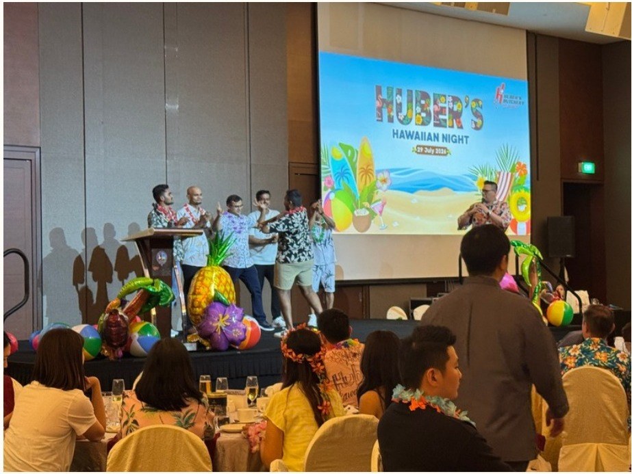 Crew hosting an on-stage game session for BounceParkSG