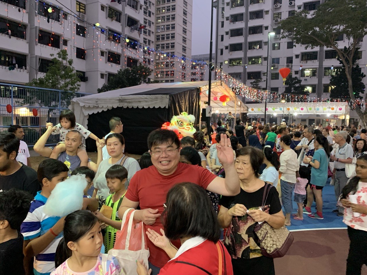 LED dragon dance performance at a night event
