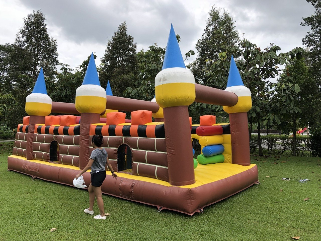 Pirate bouncy castle on a lawn