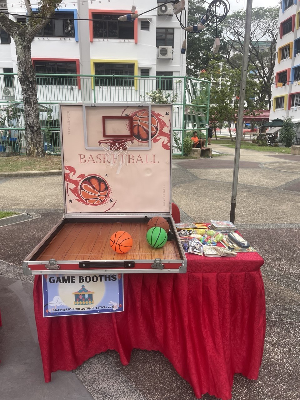 Branded basketball carnival game booth