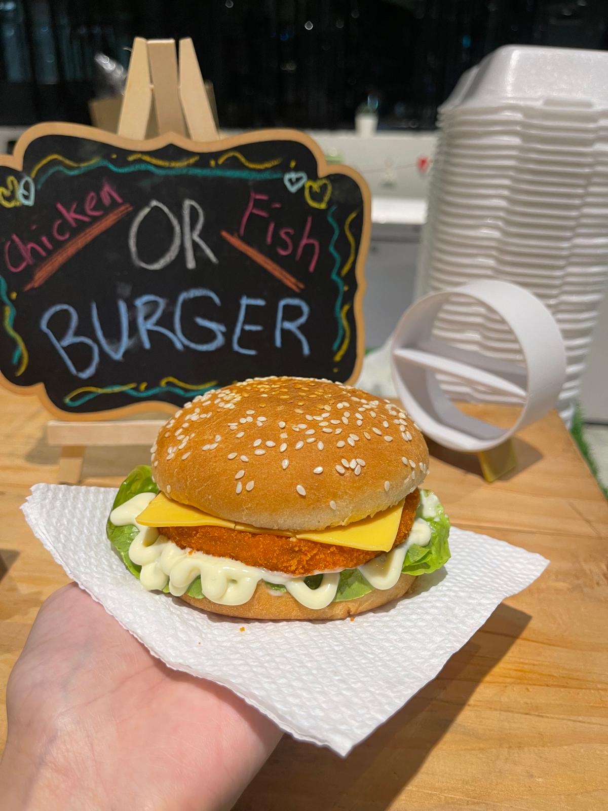 Burger live station at a BounceParkSG event