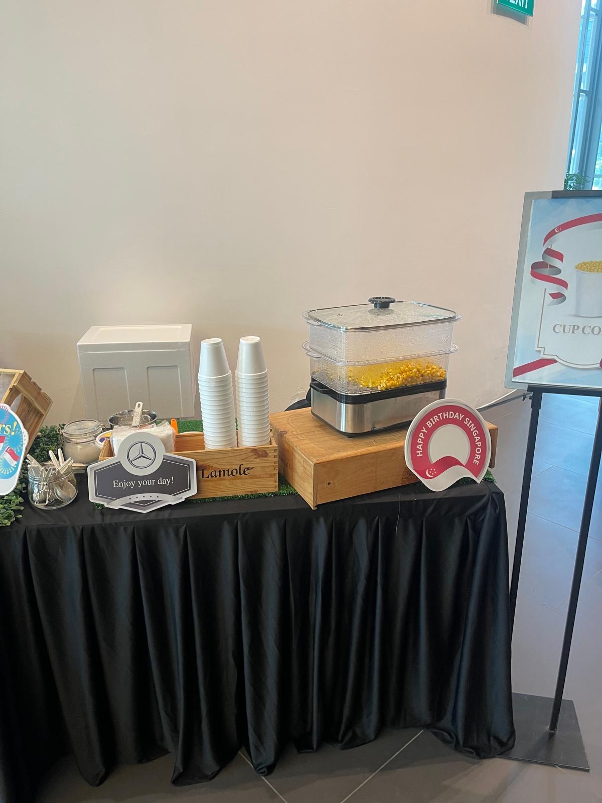 Cup corn live station at a BounceParkSG event