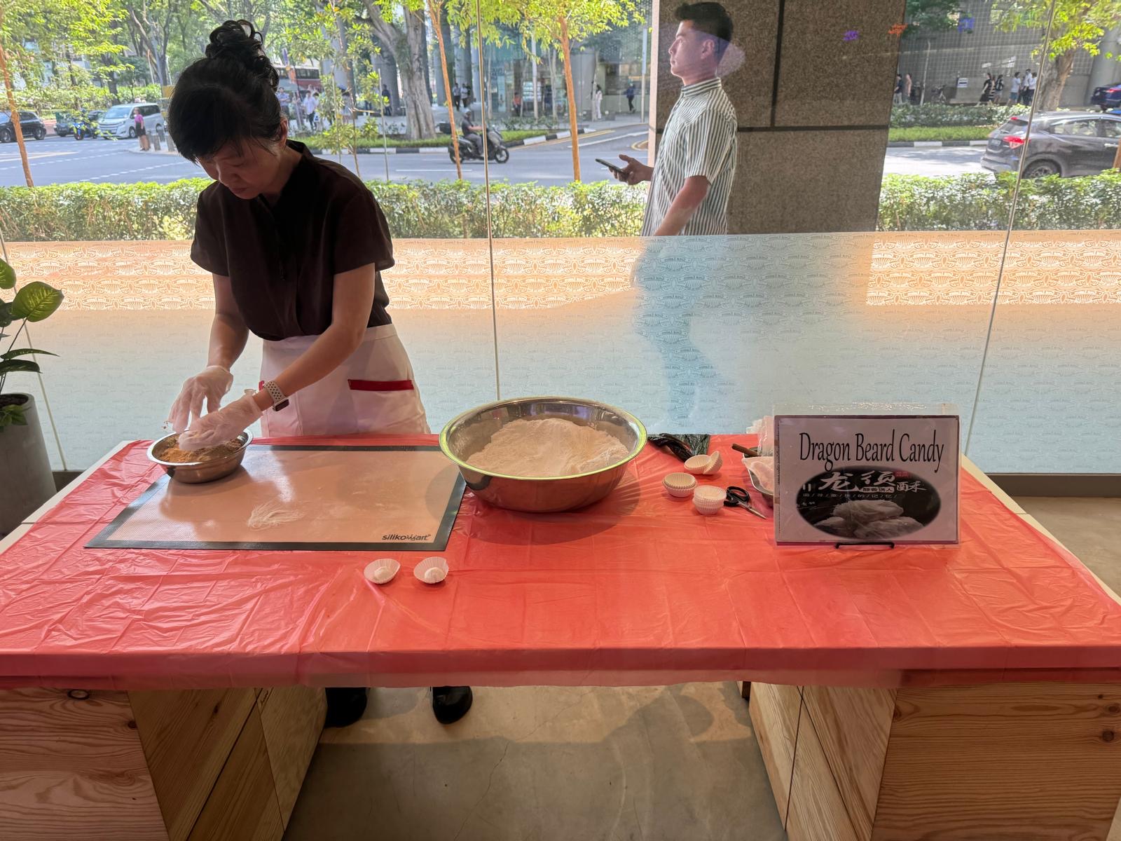Dragon beard candy live station at a BounceParkSG event