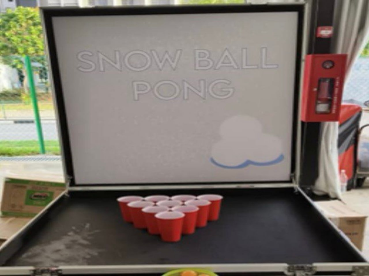 Snowball Pong carnival game by BounceParkSG
